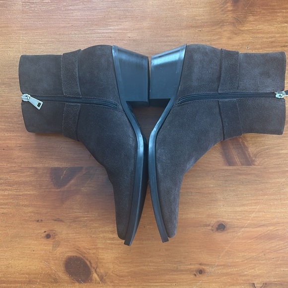 MA&LO-Italy-Laiss-Dark Brown Suede Ankle Boots-Side Zip-buckle-Sz40EU Cowboy - Picture 11 of 12